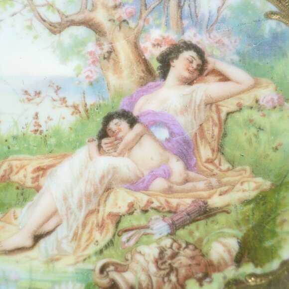 Antique ROYAL VIENNA Austria or Sevres Cherub Angel Gold Gilt Bowl Centerpiece - Picture 5 of 9